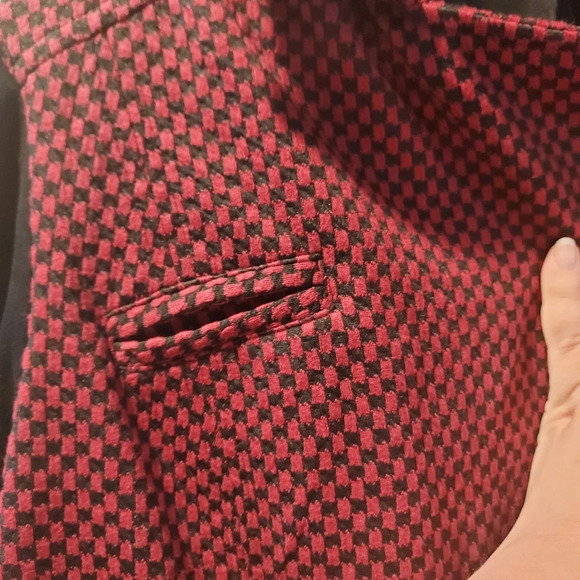 Torrid Maroon Red and Black Checkered Moto Knit Zipper Jacket in Size 2 - Picture 7 of 12